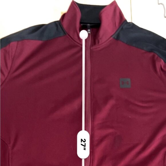 Under Armour Fitted Performance Jacket Full Zip Large Burgundy Mesh Sleeves - Picture 15 of 15